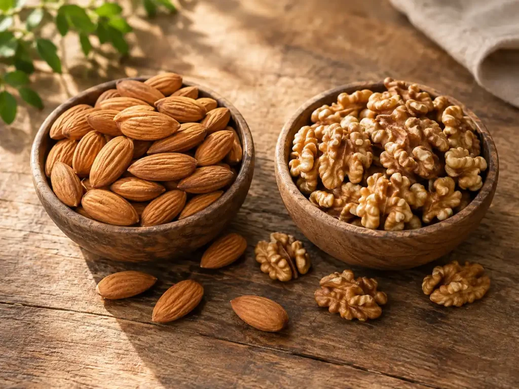 Almonds vs walnuts nutrition comparison