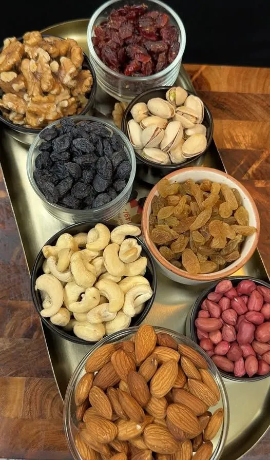Premium mixed nuts including almonds walnuts pistachios and cashews
